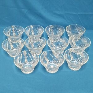 11 Anchor Hocking Early American Prescut Star Of David Glass Punch Glasses